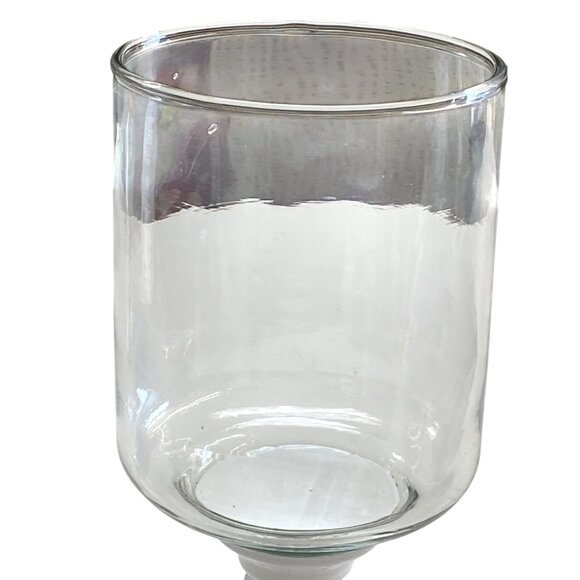 Glass & White Metal Pedestal Candle Holder With Elegant Design - Picture 5 of 5